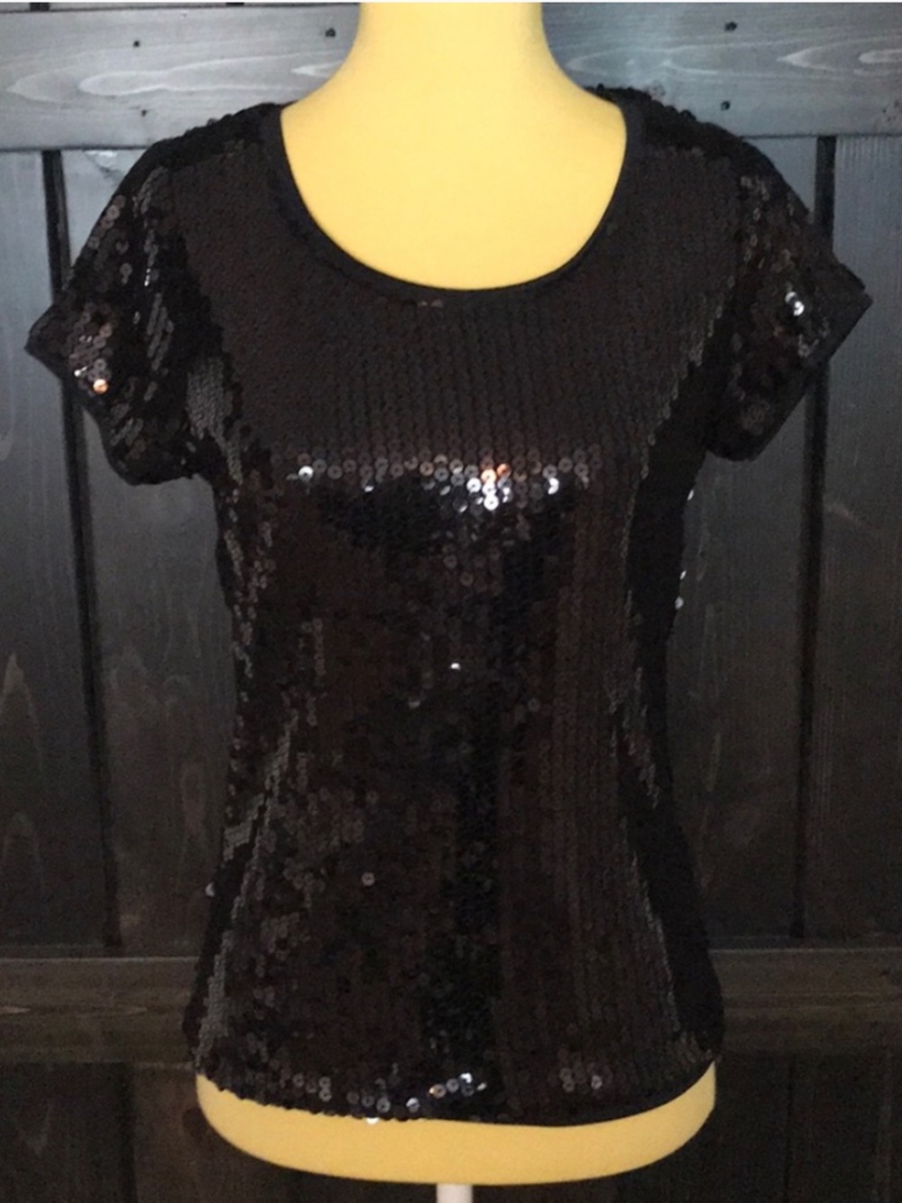 Black sequin dress top